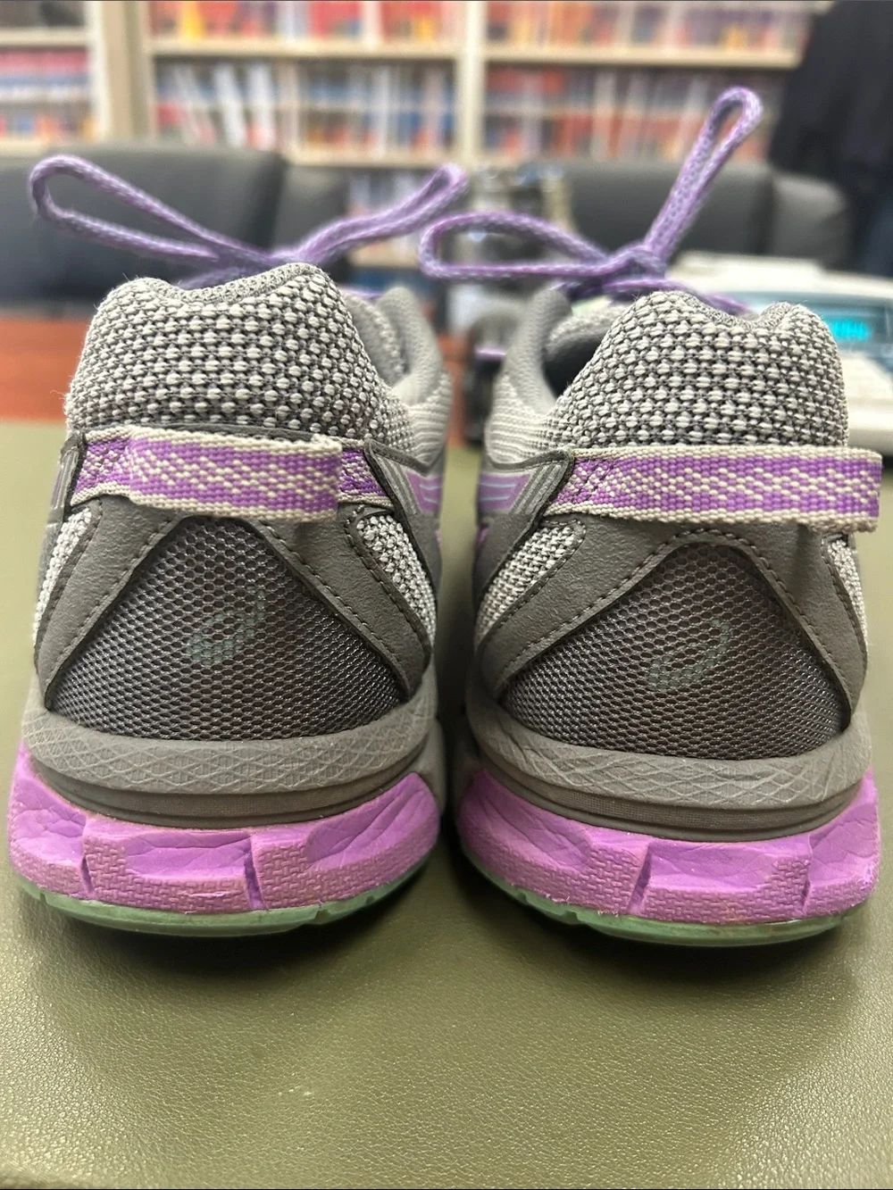 Asics Gray and Purple Women's Mesh Athletic Sneakers with Mint Accents